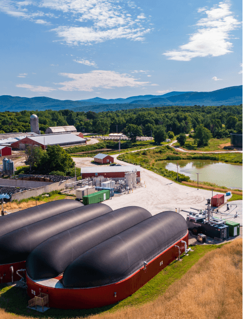 Anaerobic digestion facility on a farm, generating renewable energy from food waste recycling