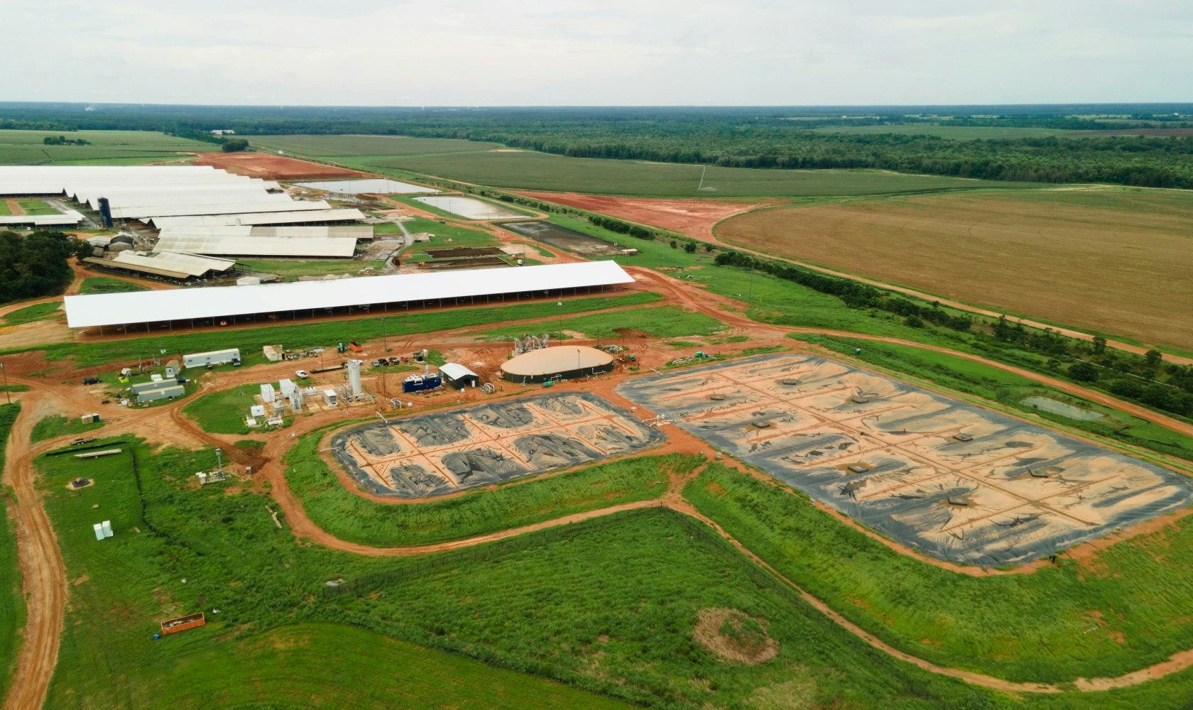 Aerial view of a farm that practices regenerative agriculture