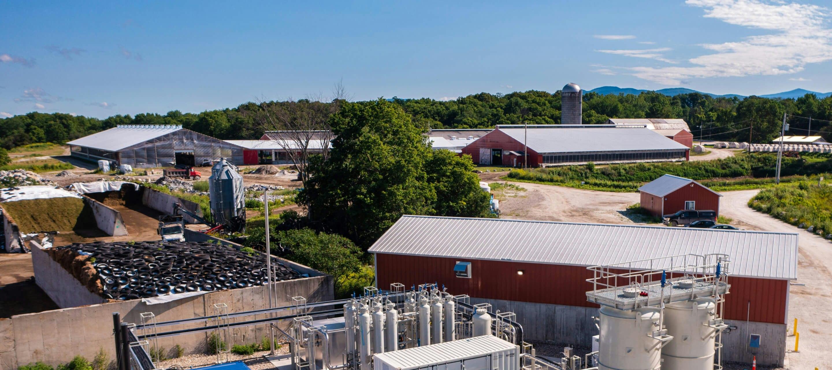 Farm with anaerobic digester that recycles food waste into renewable energy