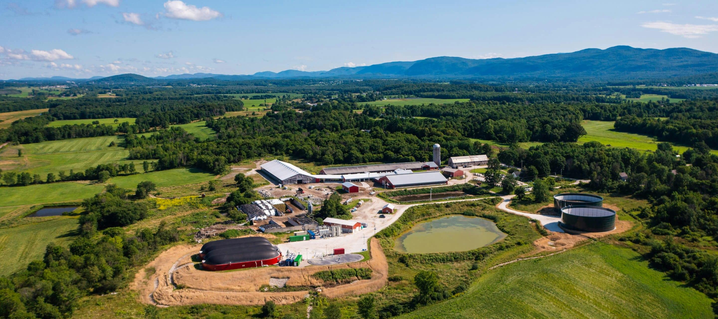 Anaerobic digestion facility on a farm, generating renewable energy from food waste recycling